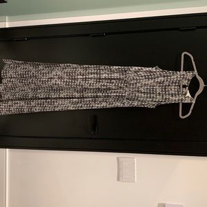 Club Monaco Maxi in black grey cream geo 100% silk